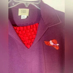 Vintage Teddi Brand Sweater With Ruffles and Sequin Hat women’s Size Medium